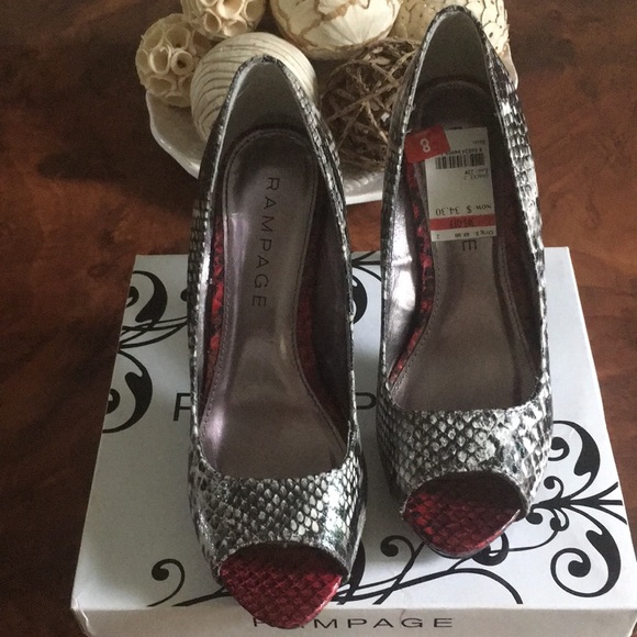 Rampage PeepToe Blk/White Faux Snakeskin Platform - Picture 3 of 8